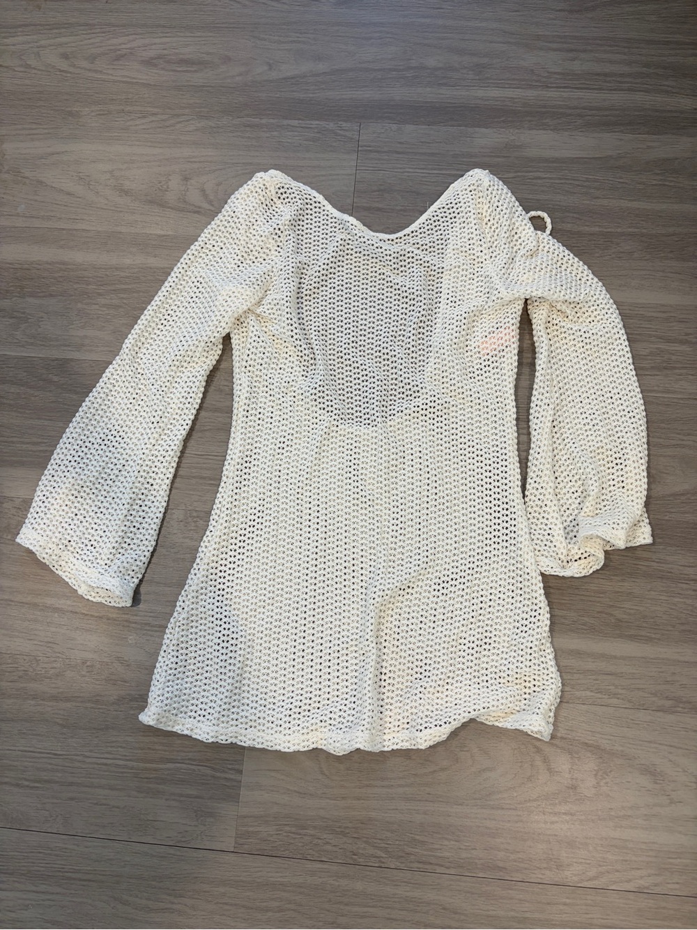 Power 2 The Flower White Crochet Swim Cover Up XS NWOT